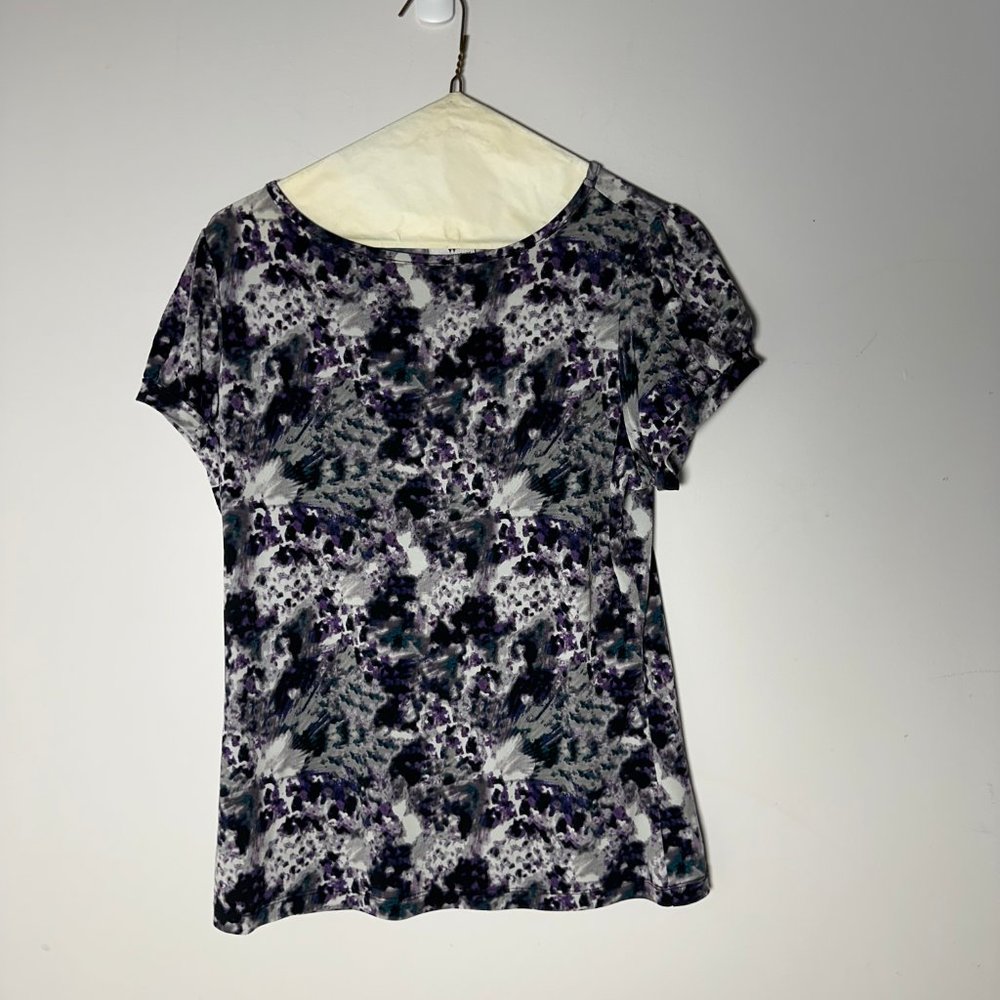 EUC Womens Worthington Petite Stretch Medium Purple Shirt Blouse Top